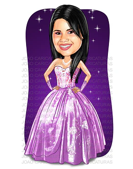 Caricatura de garota menina 15 anos festa debutante 