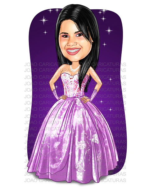 Caricatura de garota menina 15 anos festa debutante 