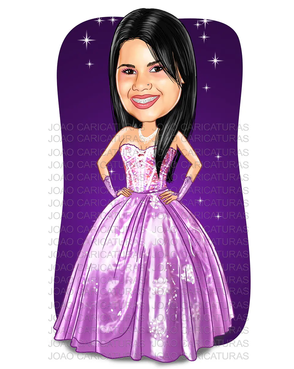 Caricatura de garota menina 15 anos festa debutante  1