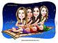 Caricatura aniversário mulher (valor por pessoa) mãe filha , odalisca, voando, tapete voador, arábia,mil e umas noites 1001 - Thumbnail 2