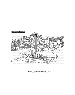 Desenho a traço da cidade o Porto Portugal