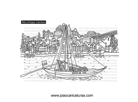 Desenho a traço da cidade o Porto Portugal