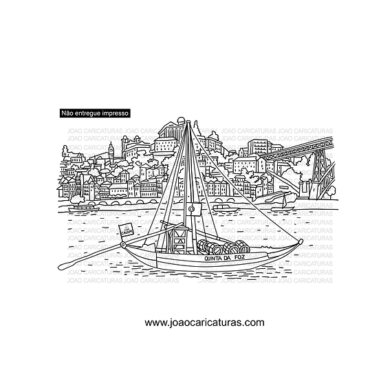Desenho a traço da cidade o Porto Portugal
