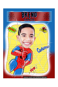  Caricatura digital  super herói homem aranha, spider, teia, escalando,pendurado