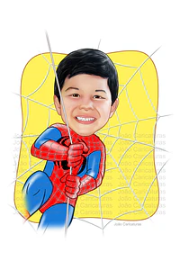  Caricatura digital  super herói homem aranha, spider, teia, escalando,pendurado