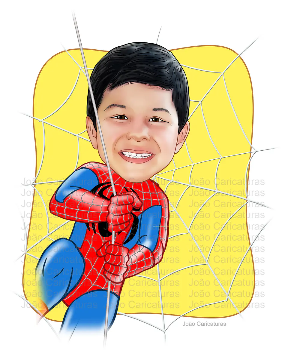  Caricatura digital  super herói homem aranha, spider, teia, escalando,pendurado 3