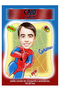  Caricatura digital  super herói homem aranha, spider, teia, escalando,pendurado