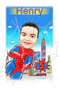  Caricatura digital  super herói homem aranha, spider, teia, escalando,pendurado - Thumbnail 1