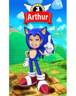 Linda caricatura aniversário menino para banner eu fui mascara personagem game joguinhos criança sonic furo par fotos ,3,4,5,6,7,8,9, anos