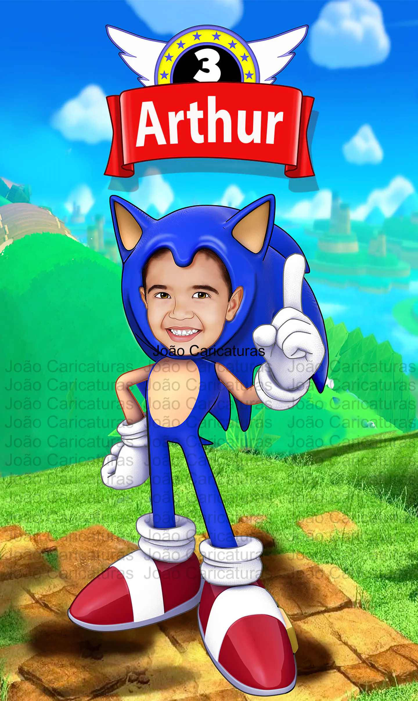 Linda caricatura aniversário menino para banner eu fui mascara personagem game joguinhos criança sonic furo par fotos ,3,4,5,6,7,8,9, anos 1