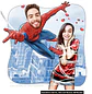 Caricatura de aniversário namorados casal marido mulher herói, homem aranha, namorada presa, amarrada na teia, noivos, casamento ,noiva no colo - Thumbnail 1