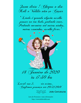Caricaturas por encomenda por fotos , convite casamento par enviar por zap, whatsapp, jogando buque, noivos abraçados