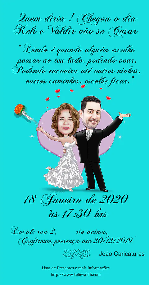 Caricaturas por encomenda por fotos , convite casamento par enviar por zap, whatsapp, jogando buque, noivos abraçados