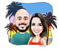 Linda caricatura digital de casal namorados namoro abraçados aniversário festa presente luar príncipe juntinhos crush moderna realista, caprichada rosto normal natura traços perfeitos idênticos, praia - Thumbnail 3