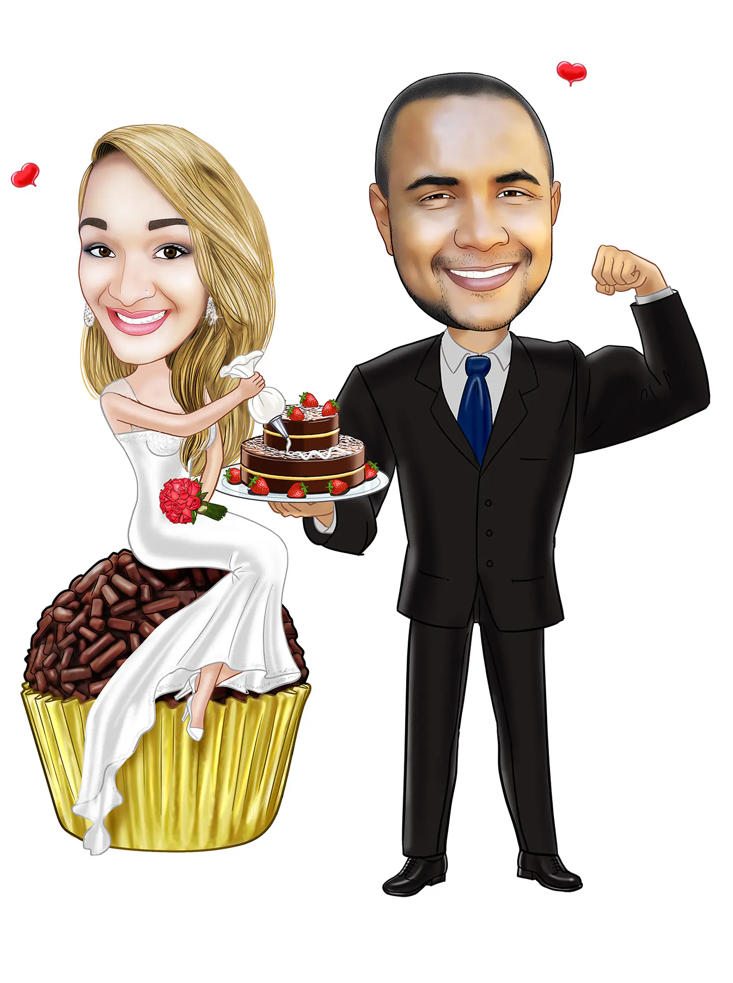 Caricaturas  casamento, casal embarcando,noivo sentado, avião, notebook, lua de mel, noiva laçada corda, moderna, puxando gravata, parecida, alterofilista, felizes, musculoso, noiva no colo confeitera 5