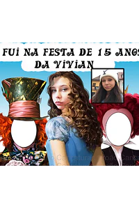 Caricatura personalizada de aniversário 15 anos, banner EU FUI( 1,8m alt enviado p o cliente imprimir), debutante, Alice no país das Maravilhas, John Deep, chapeleiro maluco, rainha, coelho