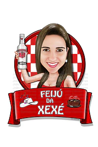 Caricatura Personalizada com seu Rosto Tema Boteco Formato Digital Mulher Convite e Lembrançinhas Aniversário Tema Feijoada Cavaquinho Petiscos