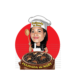 Caricatura  logo digital mulher rosto normal e bonito convite e lembrancinhas aniversário logomarca restaurante cozinheira