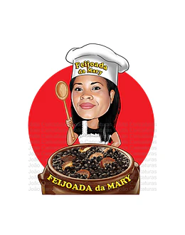 Caricatura  logo digital mulher rosto normal e bonito convite e lembrancinhas aniversário logomarca restaurante cozinheira oficina mecânico personagem ilhama