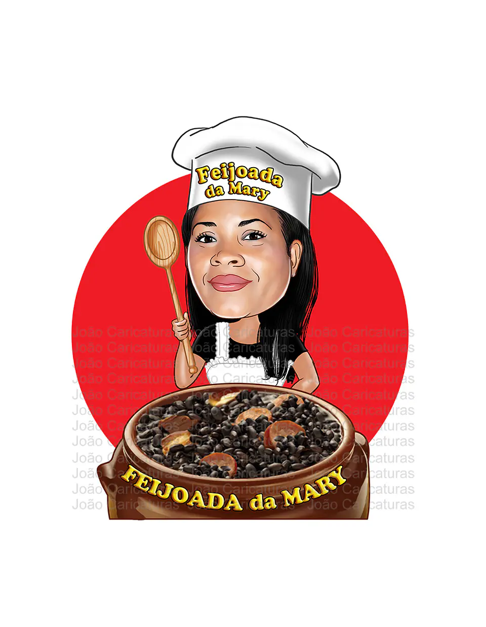 Caricatura  logo digital mulher rosto normal e bonito convite e lembrancinhas aniversário logomarca restaurante cozinheira oficina mecânico personagem ilhama 1
