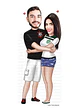 Caricatura digital de casal namorados namoro abraçados aniversário festa presente luar príncipe juntinhos crush moderna realista, caprichada rosto normal natura traços perfeitos vinho Santos  - Thumbnail 1