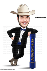 Transformo sua foto em uma caricatura única 🎨Caricaturas Digitais de Homem Desenho Realista Beca Bota Chápeu Formandos Agrônomo . Encomende já!
