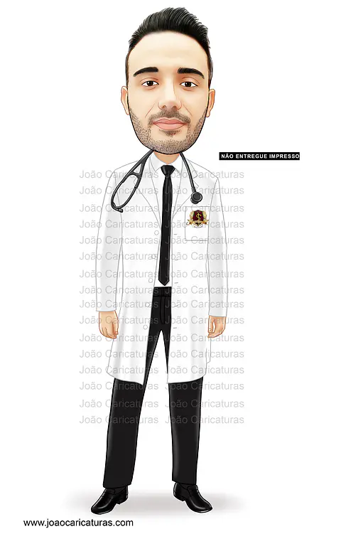 Caricaturas digitais homem rapaz desenho, Fomandos universitários diplomados formados formatura Médico medicina