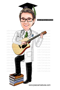 Caricaturas digitais homem rapaz desenho, Fomandos universitários diplomados formados formatura Médico medicina - COPY