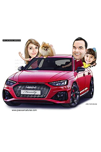 Caricatura digital (preço por pessoa) paisagem, avô, bebê, família, carro, pessoas, dirigindo, novo, cão, pet, filhos, sport, carrão, viajando, unidos, torcedores, palmeiras, pai falecido