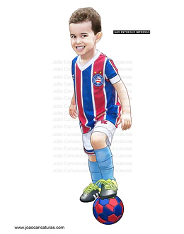 Caricatura, desenho, arte colorida, imagem digital, aniversário criança, filho, neto, sobrinho, camisa, time bebê, garoto, menino, jogador, seleção, craque 