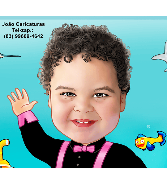 Caricatura aniversário bebê menino roupinha chápeu Mundo de Bita fundo do mar tubarão peixinhos p imprimir banner submarino amarelo presentear arte ilustração melhores especiais perfeitas reais especi