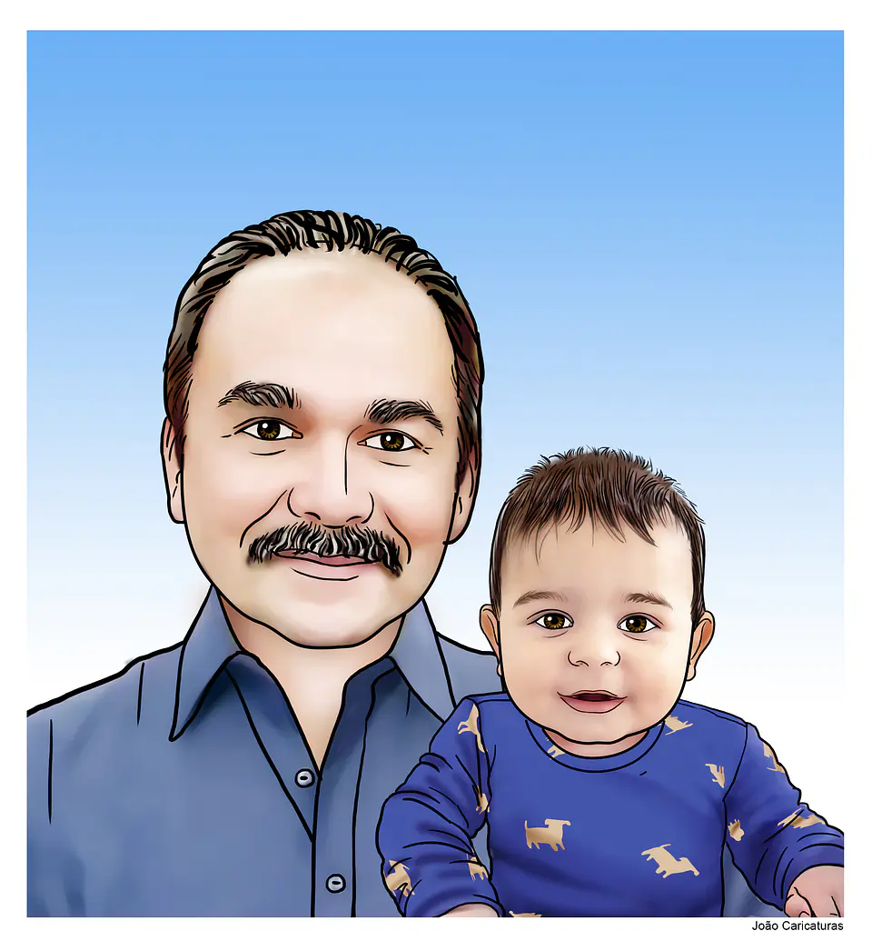 Caricatura de Família Personalizada | Pai, Mãe, Filhos, Avós e Netos 3