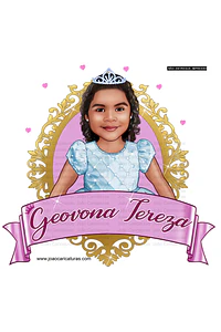 Caricatura criança, menina, bebê, sapo, princesa, lago, 1 ano 2 3 4 5 6 7 8 9 10 11 12 13 linda, bebezinha, princesinha, desenho, festa, aniversário, tiara dourada
