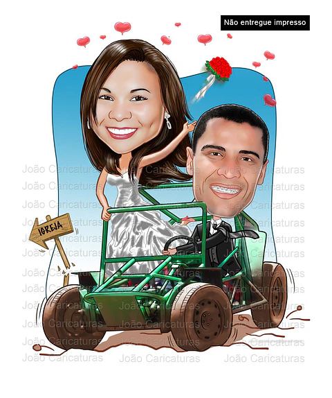 caricatura digital aniversariante dirigindo carro trilha, carro aranha, gaiola, off road, jipe, quadriciclo, dirigindo, pilotando
