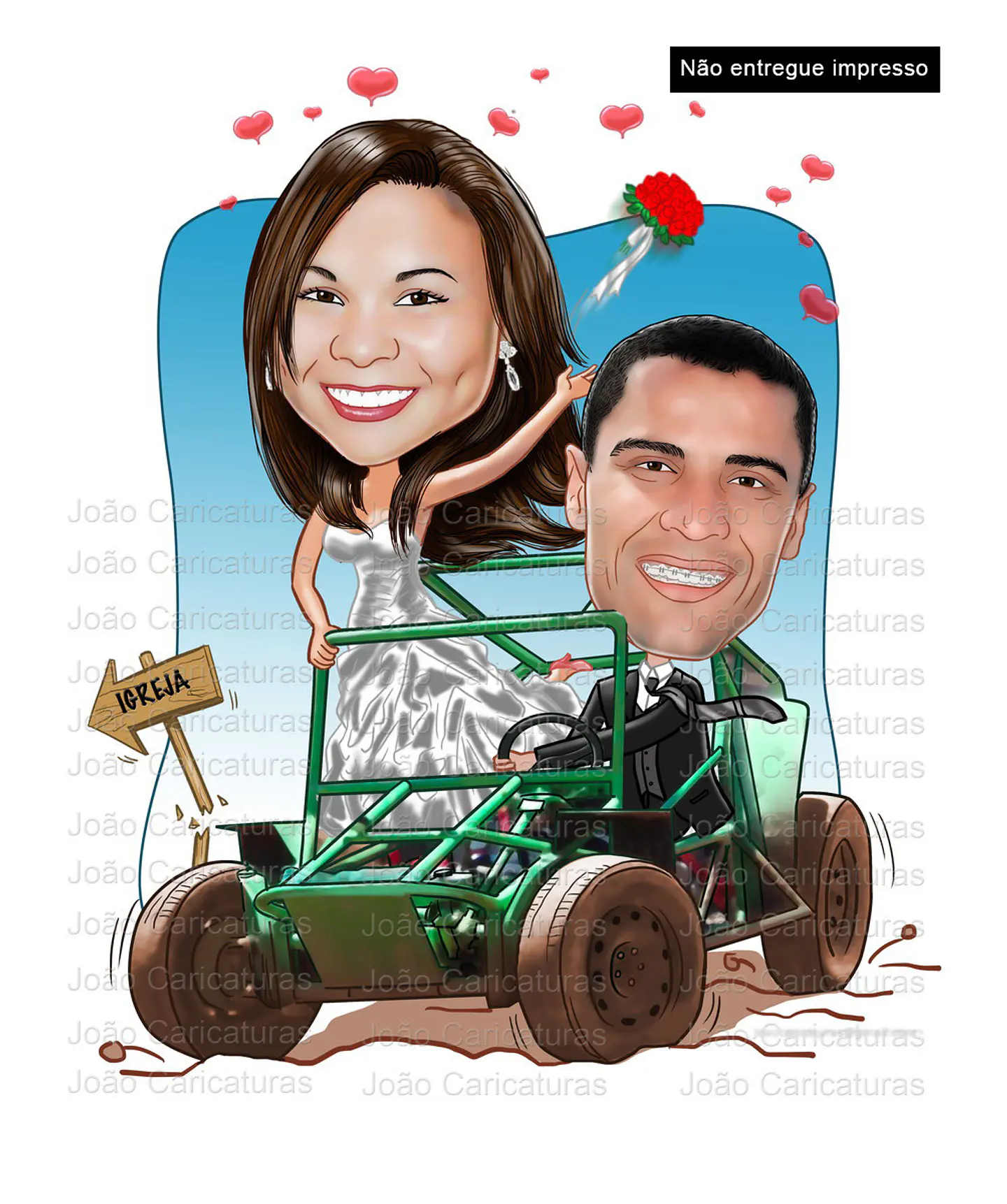 caricatura digital aniversariante dirigindo carro trilha, carro aranha, gaiola, off road, jipe, quadriciclo, dirigindo, pilotando 2