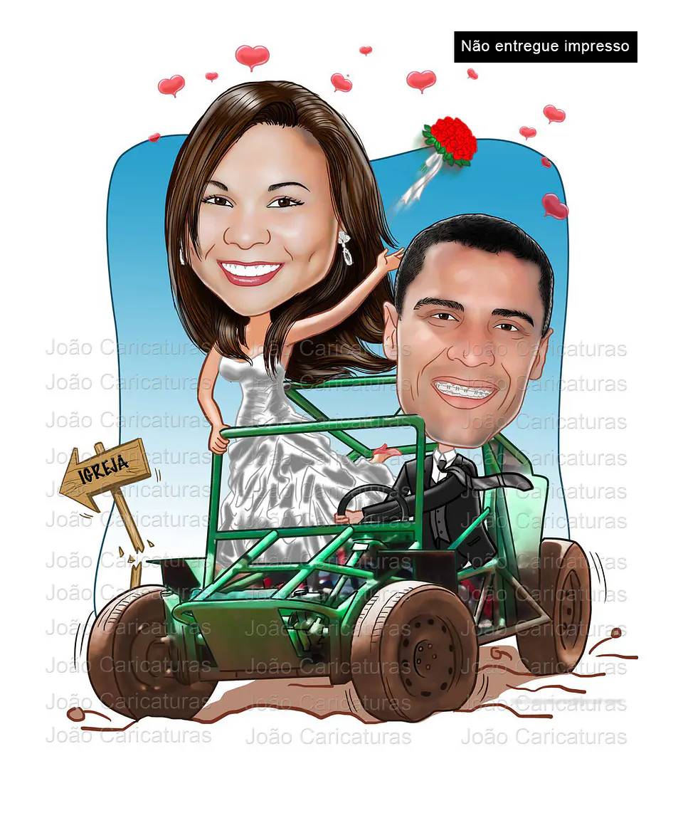 caricatura digital aniversariante dirigindo carro trilha, carro aranha, gaiola, off road, jipe, quadriciclo, dirigindo, pilotando 2
