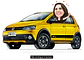 Caricatura mulher no crossfox carro Sandero stepway  caiaque comemorando novo amarelo aniversário dirigindo veículo desenhado apaixonada por carros - Thumbnail 2