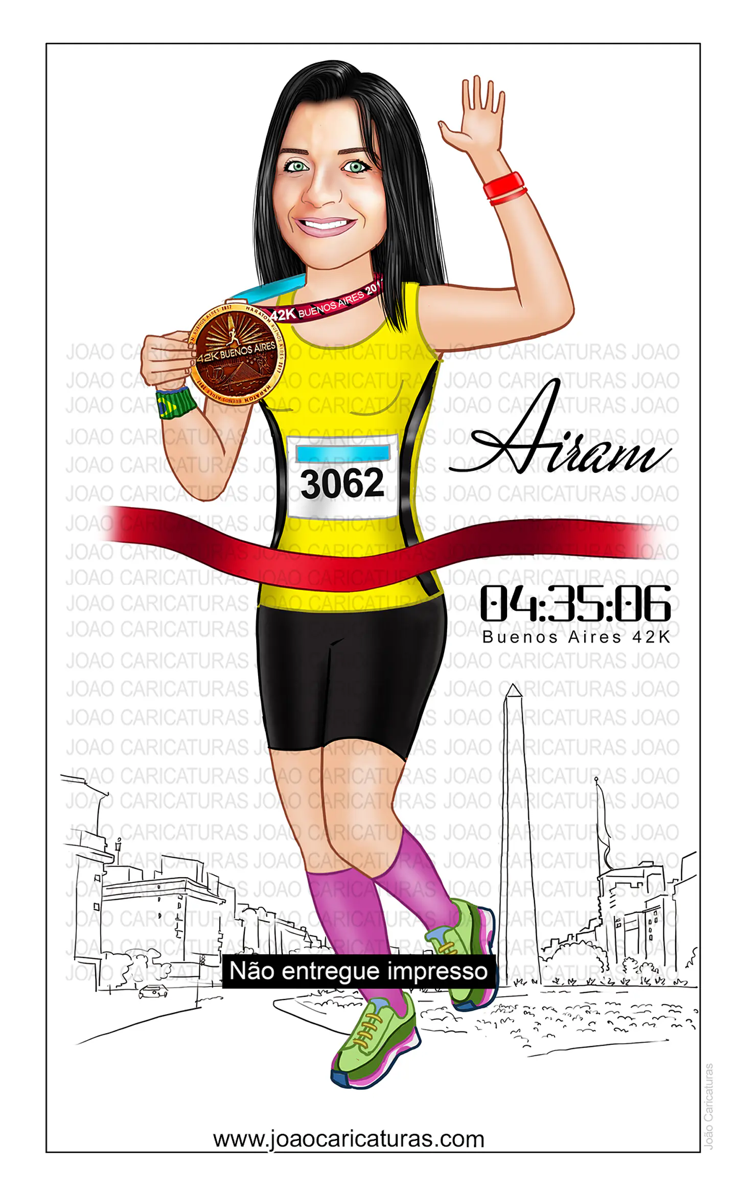 Caricatura de Maratonista Personalizada | Corredor, Atleta e Esportista 3