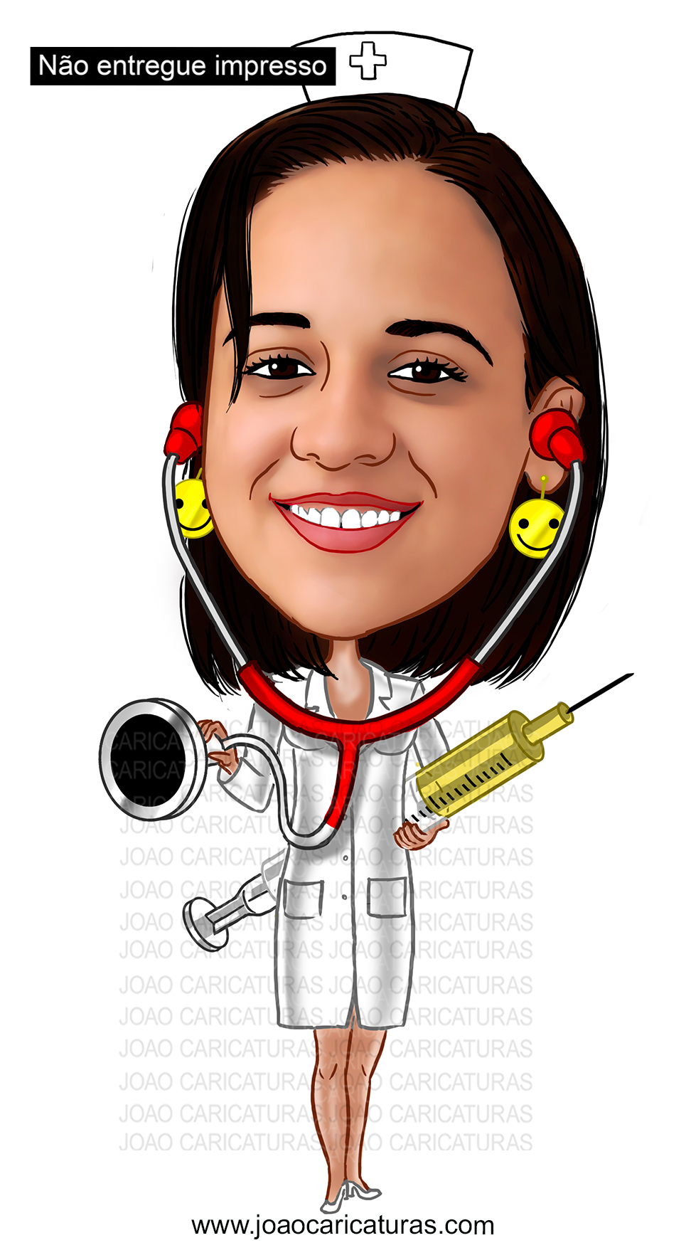 Caricatura mulher enfermeira médica profissional saúde in