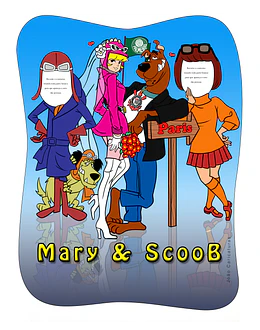 Desenho banner EU FUI  Tema Scoobe doo, Mutley, Dick Vigarista, Penélope Charmosa, Velma, festa, infantil, decoração
