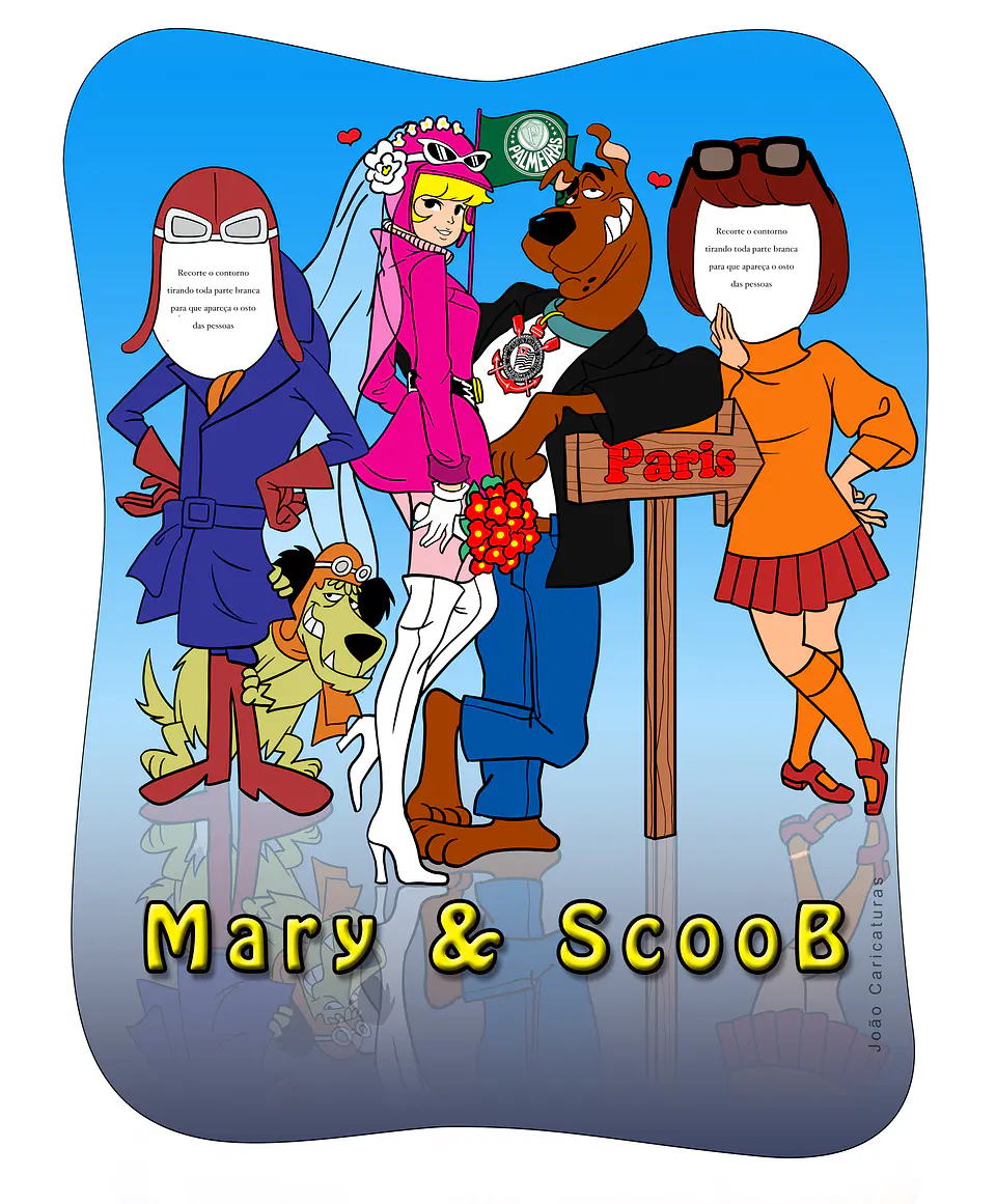 Desenho banner EU FUI  Tema Scoobe doo, Mutley, Dick Vigarista, Penélope Charmosa, Velma, festa, infantil, decoração 1