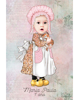 Caricatura desenho, Menina, filha, bebe, garotinha, aniversário, poster digital, estilo vintage, gatinho, arte digital, 