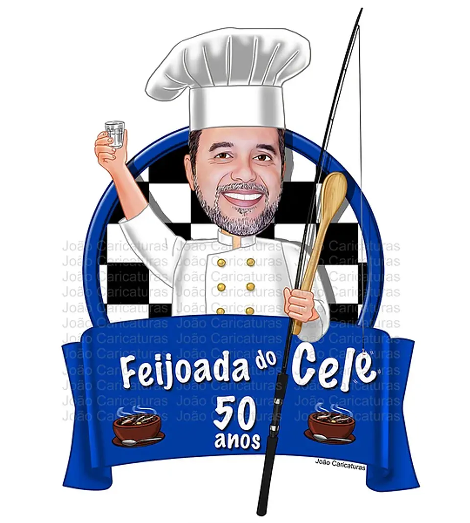 Caricatura de Feijoada para Aniversário | Tema Mestre Cuca Personalizado 3