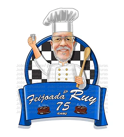 Caricatura de Feijoada para Aniversário – Mestre Cuca Personalizado (30, 40, 50, 60, 75 anos)