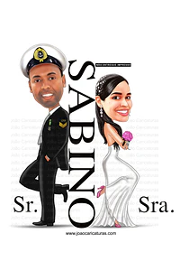 Caricatura Noivos Policial | Arte Personalizada para Casamento