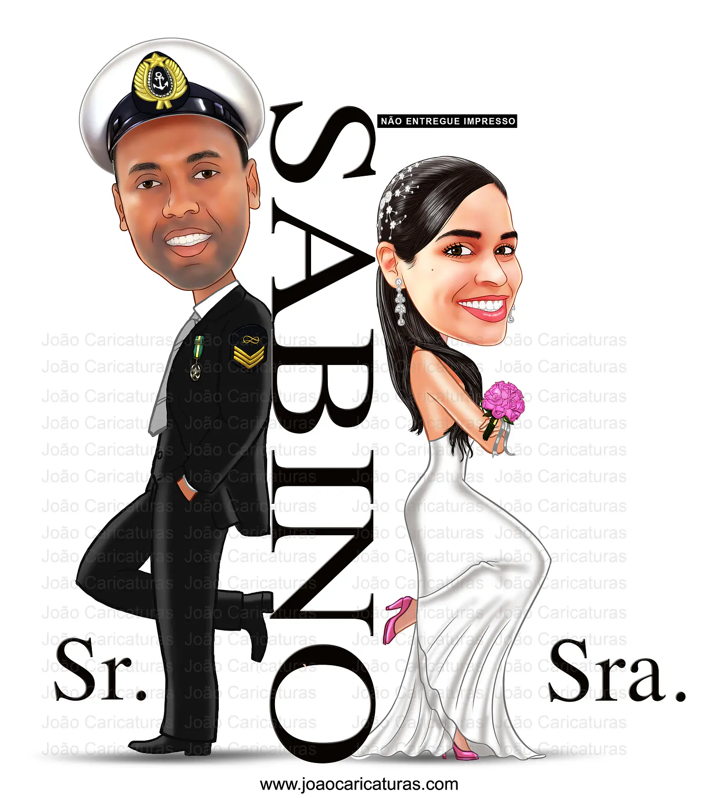 Caricatura Noivos Policial | Arte Personalizada para Casamento 3