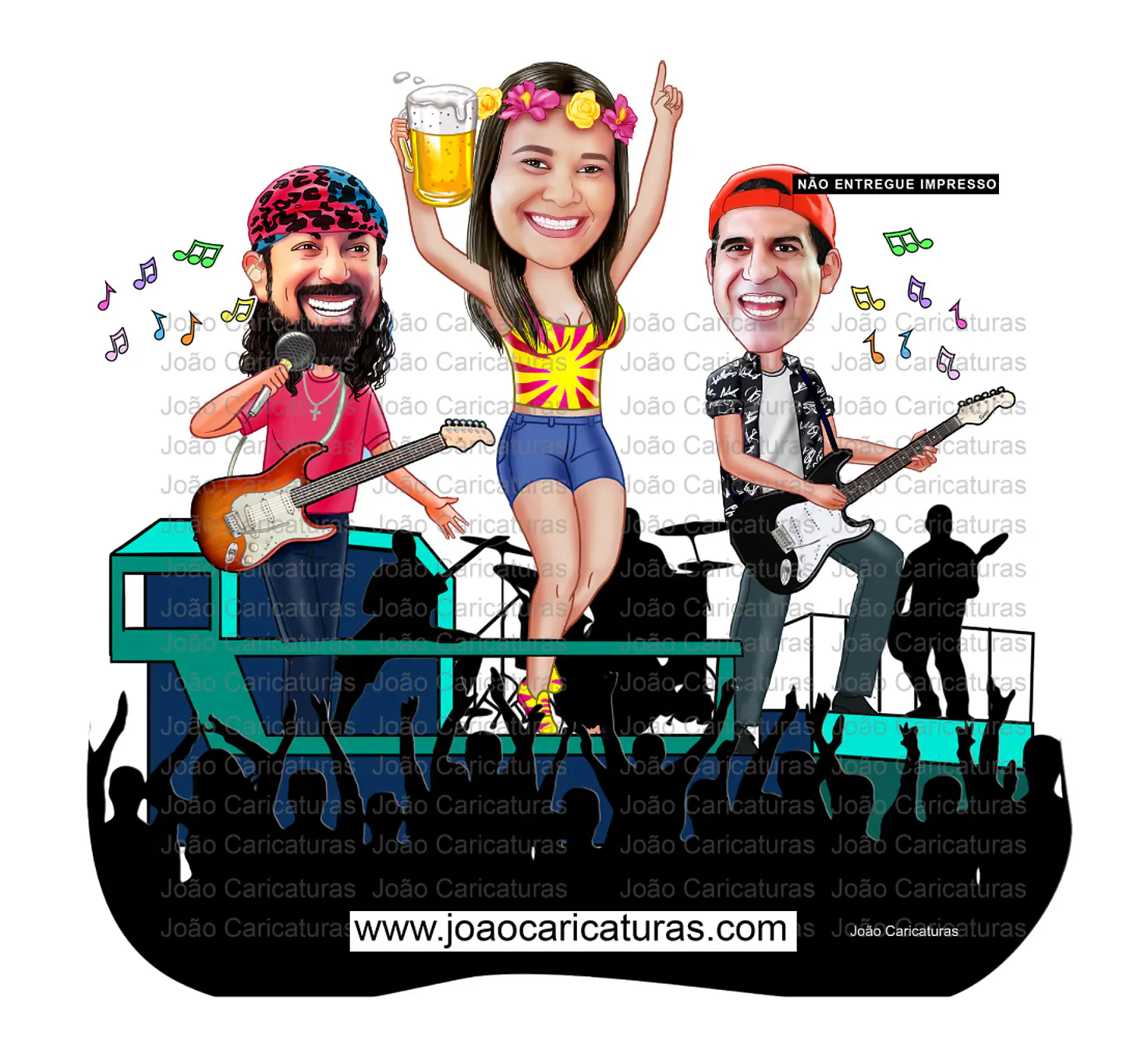 Caricatura Personalizada Micareta e Carnaval no Trio Elétrico | Aniversário com Seu Rosto 3