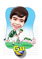 Caricatura aniversário criança filho camiseta grêmio palmeiras time bola  correndo neto sobrinho sentada camisa time galinha bebê garoto filho menino pat animal estimação presente quadro - Thumbnail 2