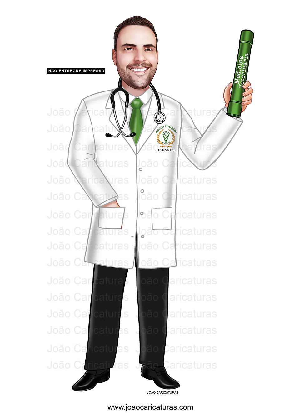 Caricaturas formando Veterinário, certificado, desenho rosto idêntico, universitário, formatura, diplomado 1