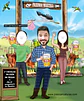 Caricatura aniversário convite no tema costelão, carnes, costela de chão, churrasco no campo estilo banner EU FUI 2 metros de altura (entrego via email não impresso)  - Thumbnail 1